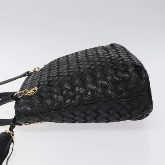 BALLY Quilted Shoulder Bag Leather Black Gold Auth BA1832 - Picture 6 of 15